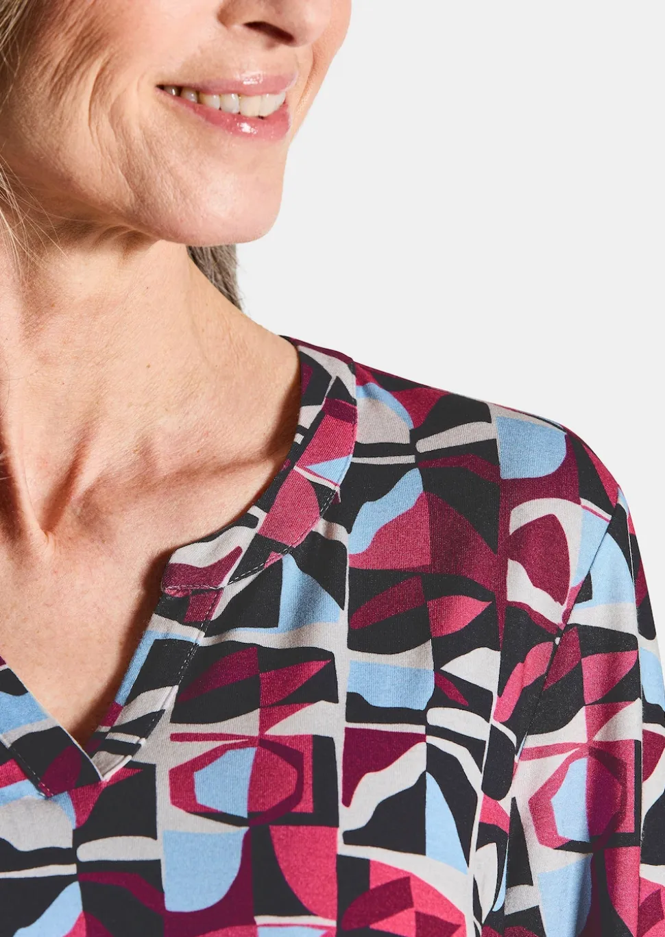 Jersey-Shirt im eleganter Blusen-Optik