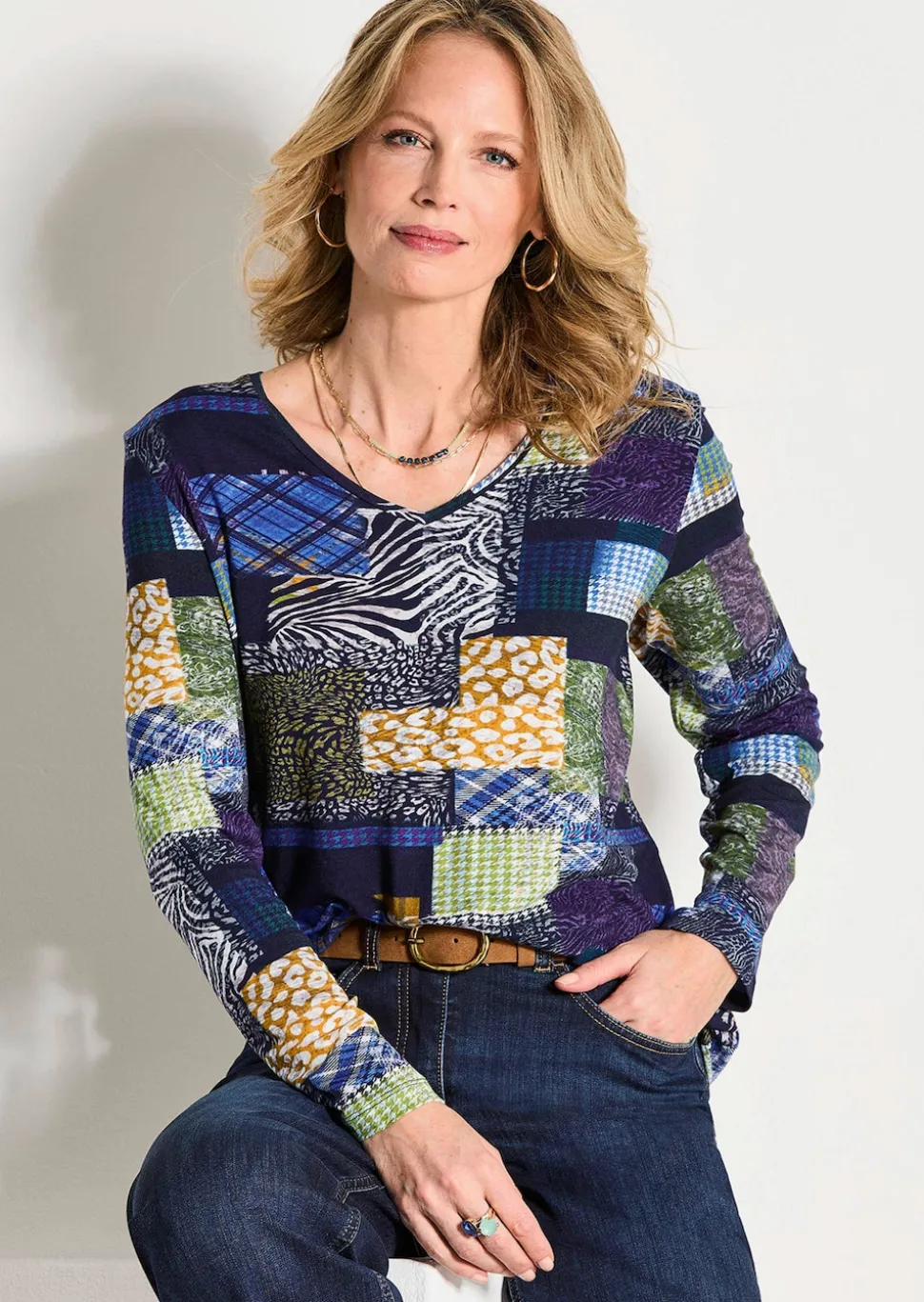 Jersey-Shirt im Patch-Print