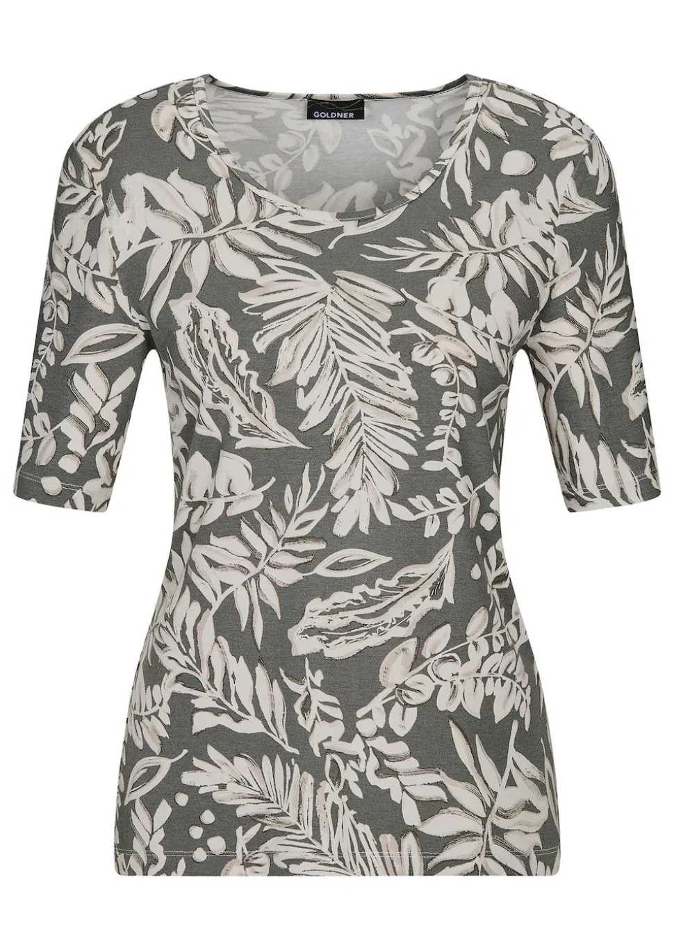 Jersey-Shirt in Blätterprint
