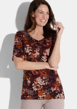 Jersey-Shirt mit Blättermuster