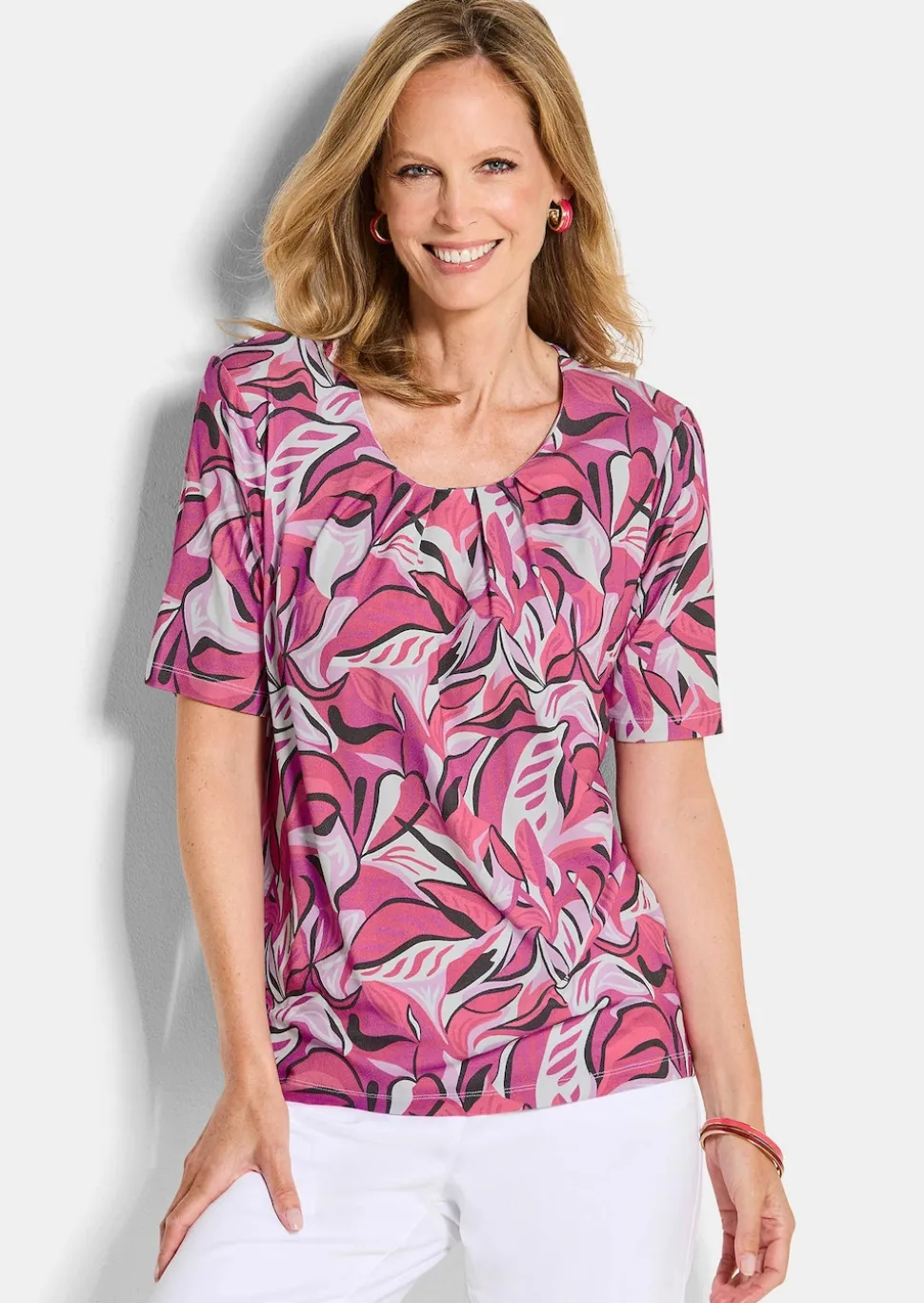 Jersey-Shirt mit Blätterprint
