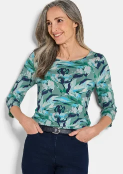 Jersey-Shirt mit Blumenmuster