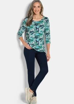 Jersey-Shirt mit Blumenmuster
