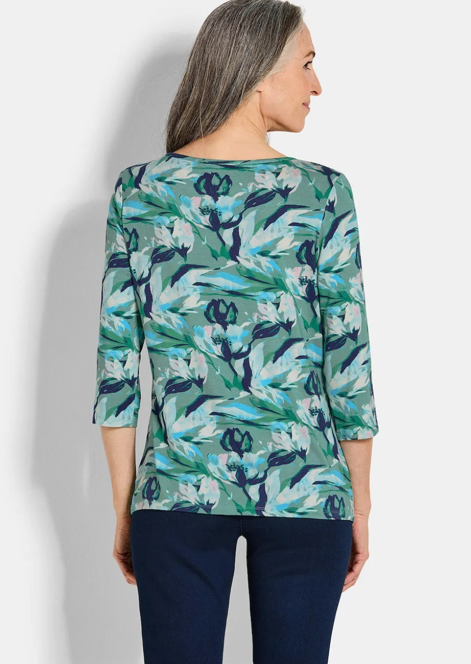 Jersey-Shirt mit Blumenmuster