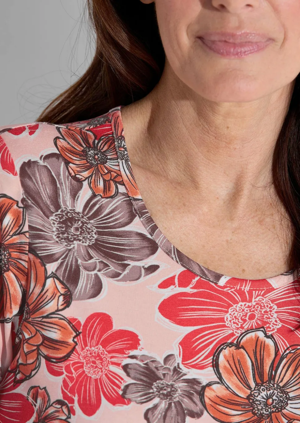 Jersey-Shirt mit Blumenmuster