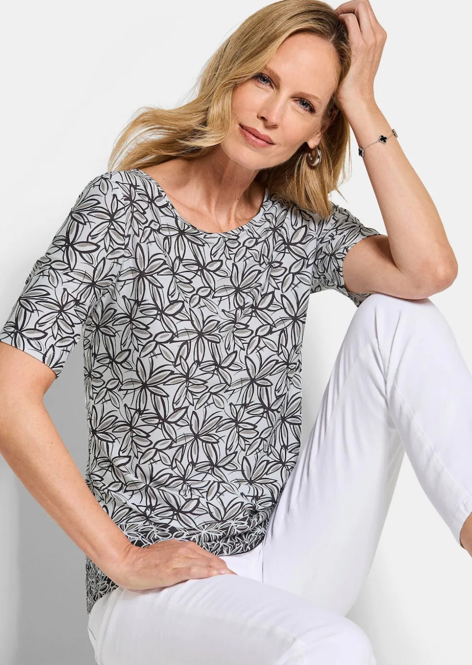 Jersey-Shirt mit Blumenprint