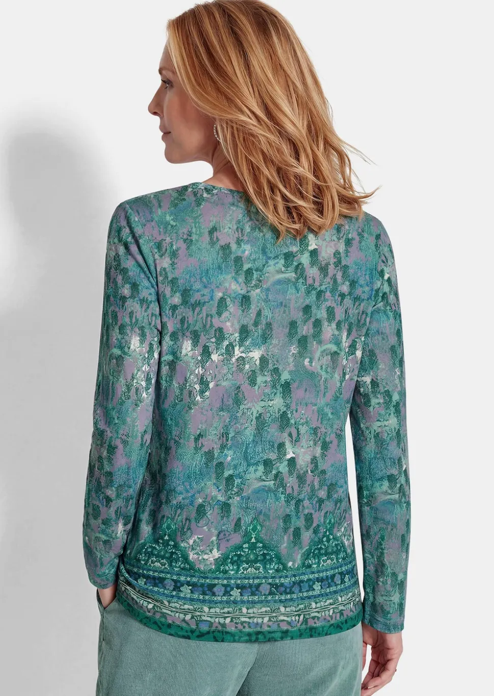 Jersey-Shirt mit Bordüre am Saum