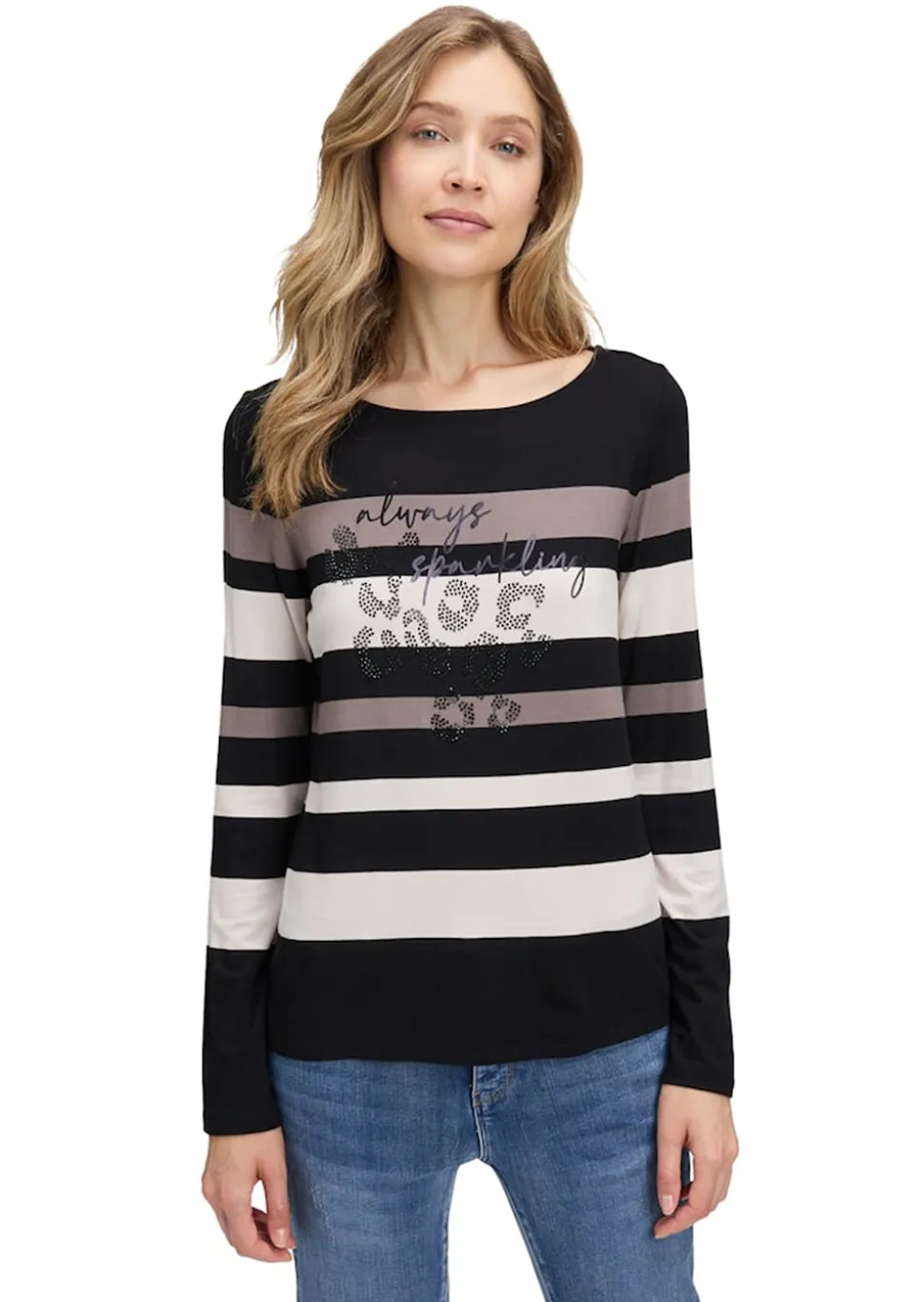 Jersey-Shirt mit Glitzersteinen