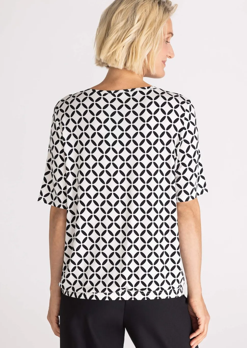 Jersey-Shirt mit Gummibund und Knotendetail