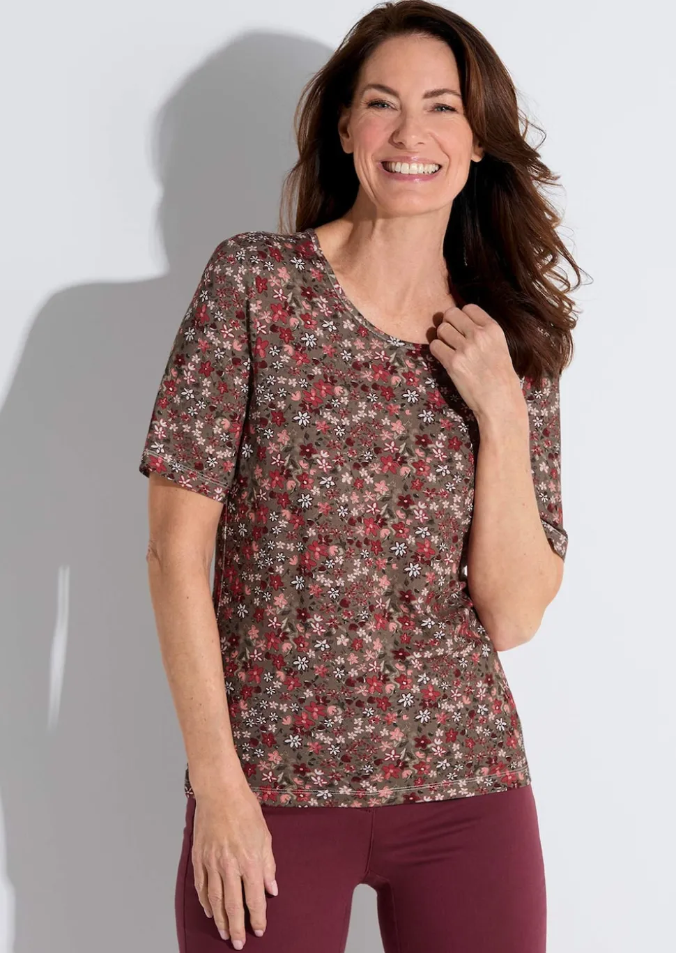 Jersey-Shirt mit Millefleurs-Print