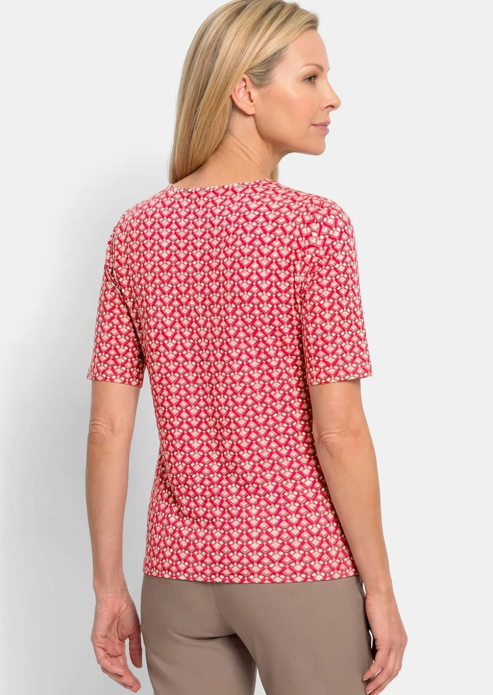 Jersey-Shirt mit Minimal-Rautenmuster