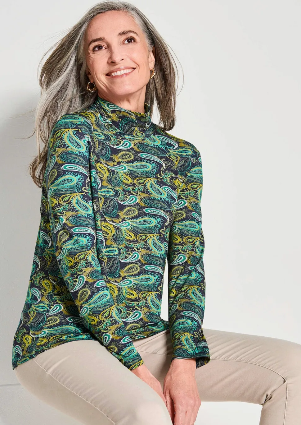 Jersey-Shirt mit Paisley-Muster