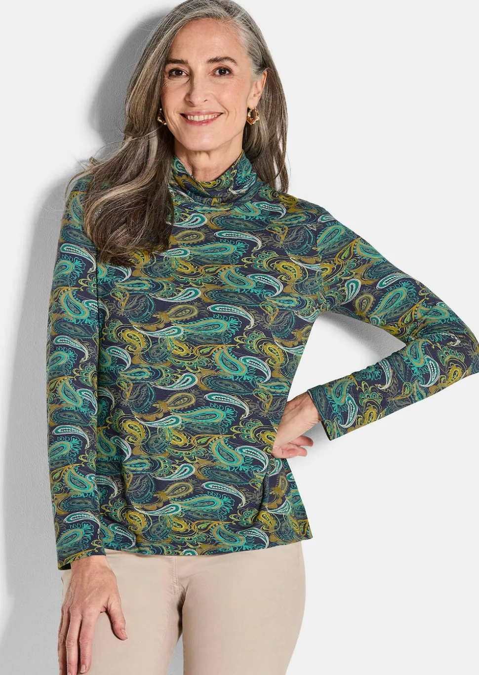 Jersey-Shirt mit Paisley-Muster