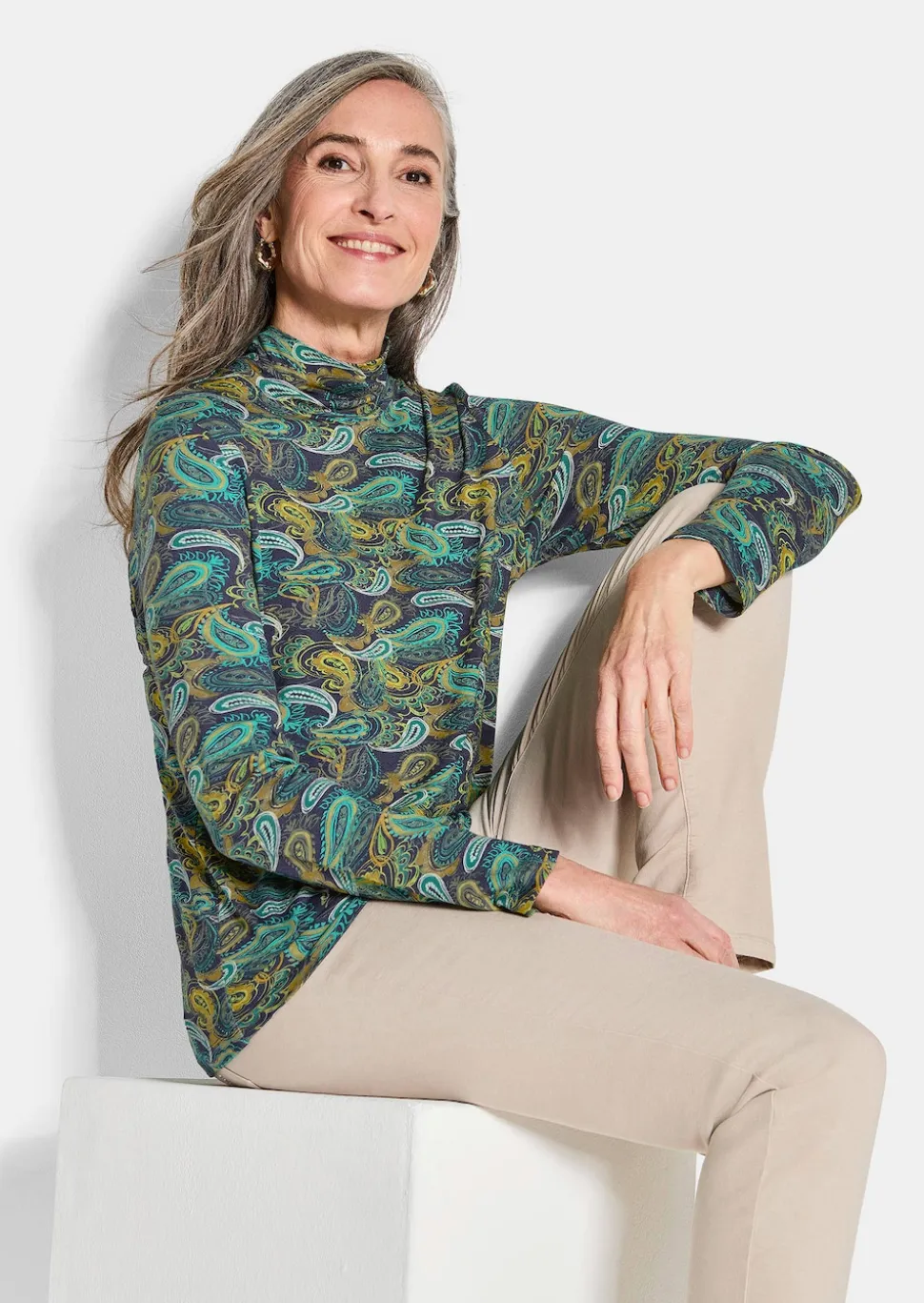 Jersey-Shirt mit Paisley-Muster