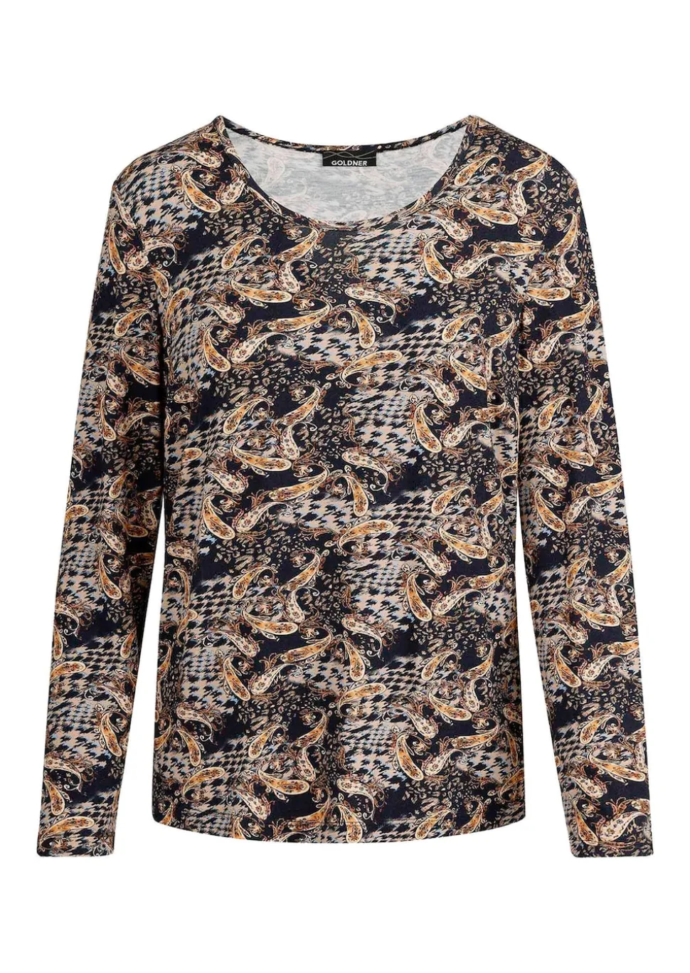 Jersey-Shirt mit Paisley-Print und Hahnentritt