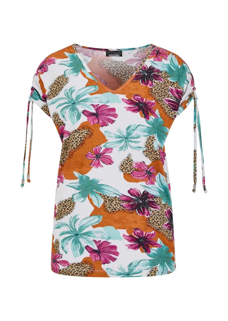Jersey-Shirt mit Raffung an der Schulter