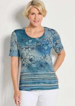 Jersey-Shirt mit Ringelstruktur