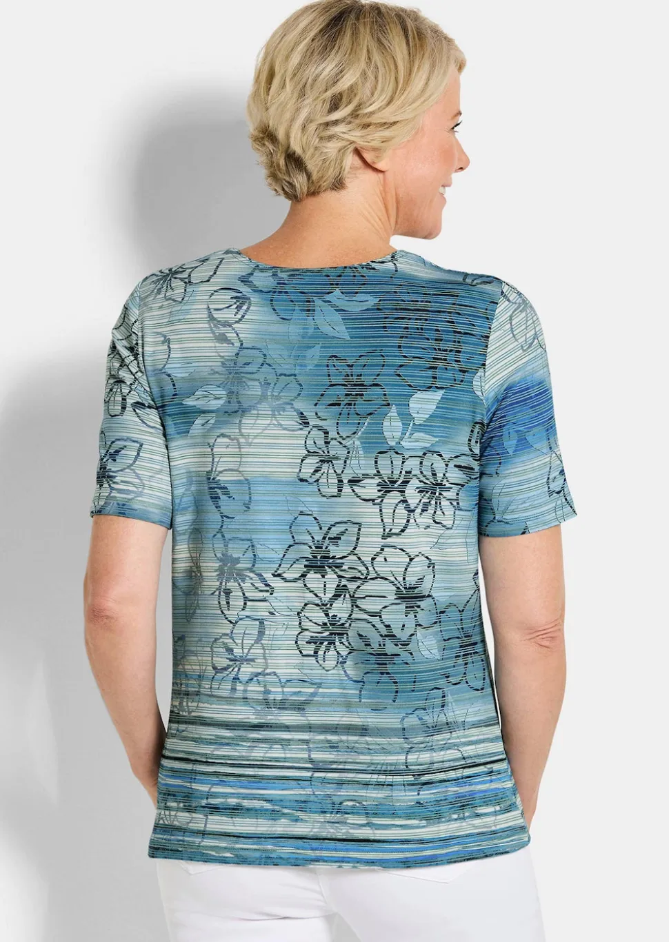 Jersey-Shirt mit Ringelstruktur