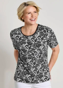 Jersey-Shirt mit Schwarz-Weiß-Print