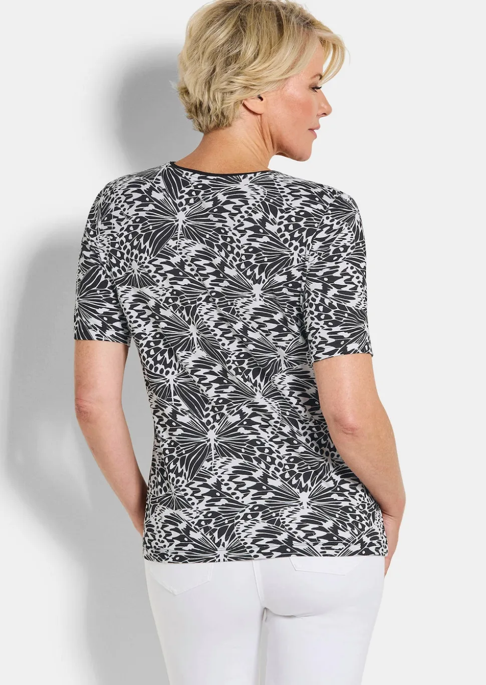 Jersey-Shirt mit Schwarz-Weiß-Print