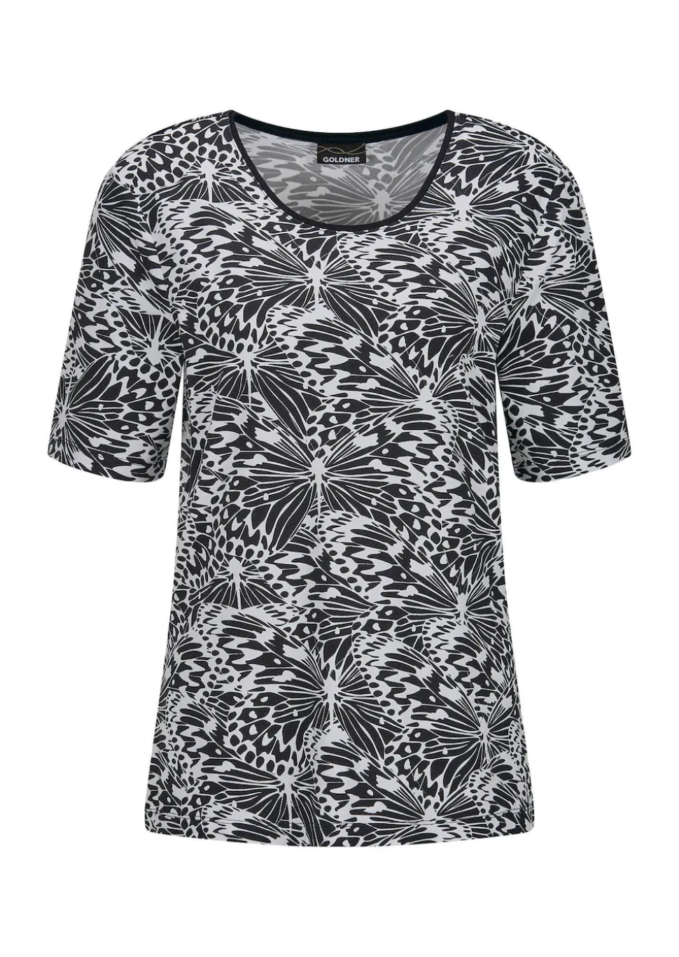 Jersey-Shirt mit Schwarz-Weiß-Print