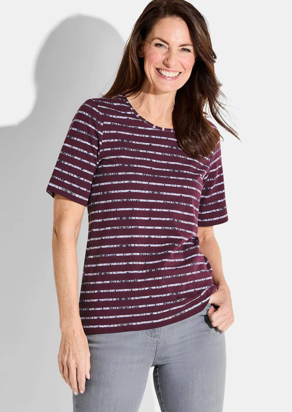 Jersey-Shirt mit Streifenmuster
