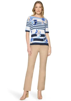 Jersey-Shirt mit Streifen und Blüten