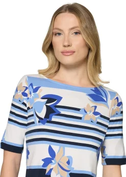 Jersey-Shirt mit Streifen und Blüten