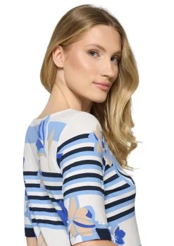Jersey-Shirt mit Streifen und Blüten
