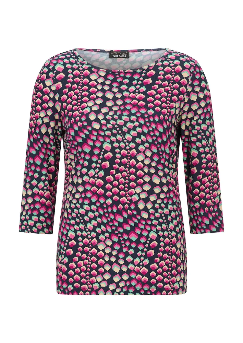 Jersey-Shirt mit U-Boot-Ausschnitt und 3/4-Arm