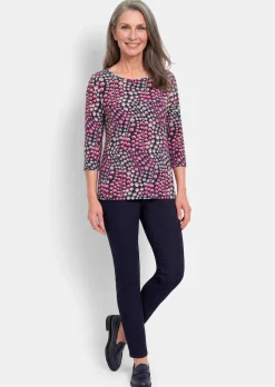 Jersey-Shirt mit U-Boot-Ausschnitt und 3/4-Arm