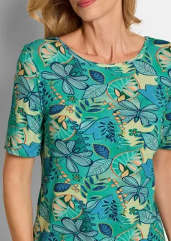 Jersey-Shirt mit U-Boot-Ausschnitt