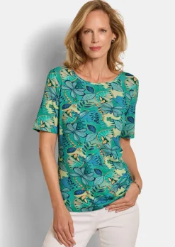 Jersey-Shirt mit U-Boot-Ausschnitt