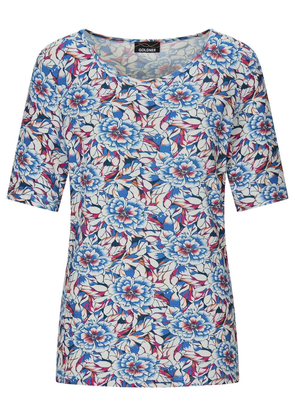 Jersey-Shirt mit U-Boot-Ausschnitt