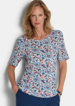 Jersey-Shirt mit U-Boot-Ausschnitt