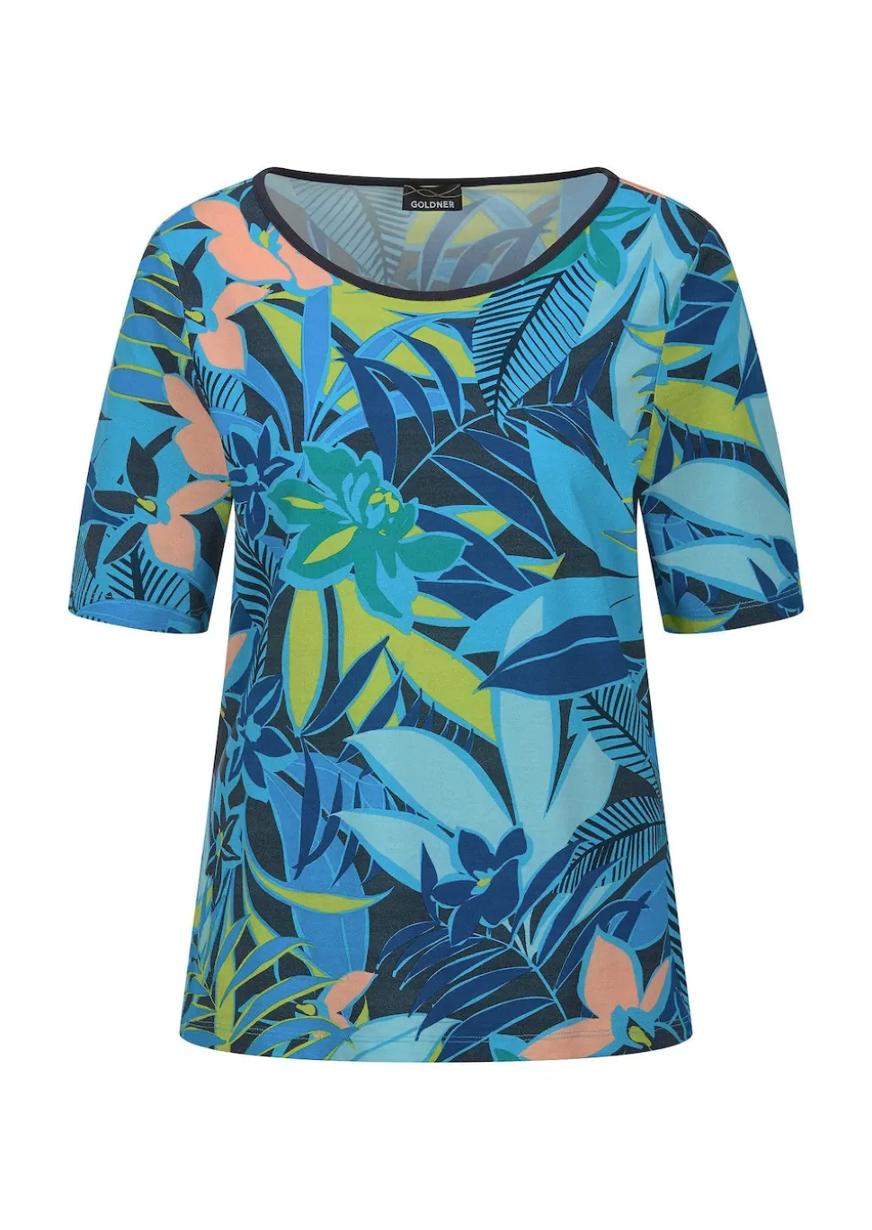 Jersey-Shirt mit U-Boot-Ausschnitt