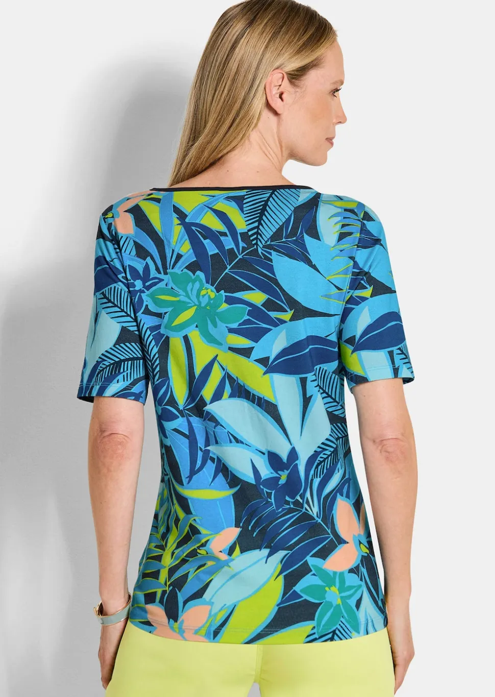 Jersey-Shirt mit U-Boot-Ausschnitt