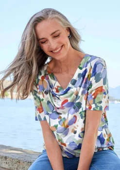 Jerseyshirt mit Wasserfallausschnitt
