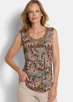Jersey-Top mit Pailletten-Blende