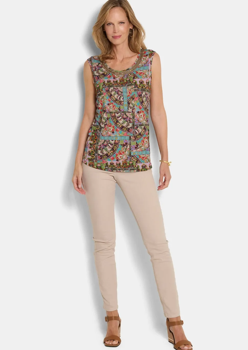 Jersey-Top mit Pailletten-Blende