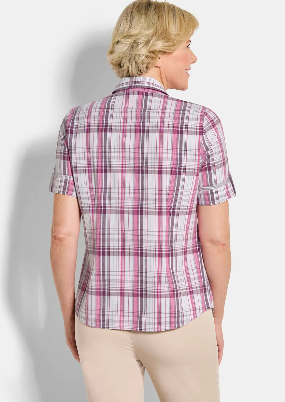 Karo-Bluse aus reiner Baumwolle