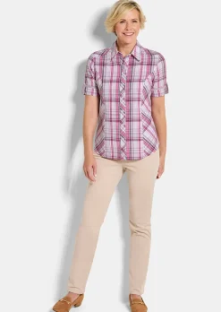Karo-Bluse aus reiner Baumwolle