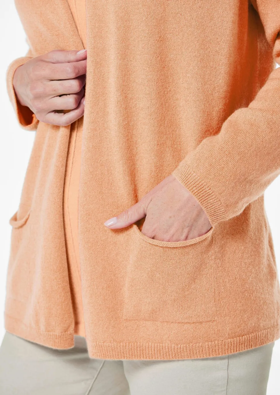 Kaschmir-Longstrickjacke