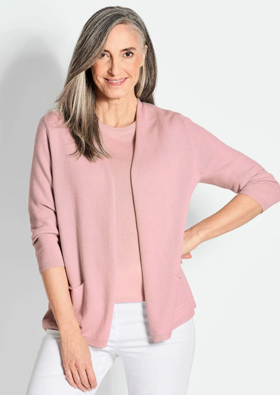 Kaschmir-Longstrickjacke