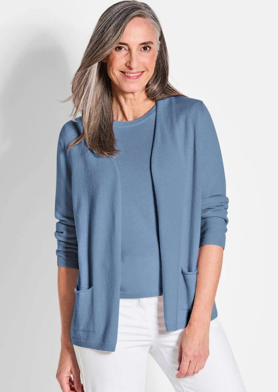 Kaschmir-Longstrickjacke
