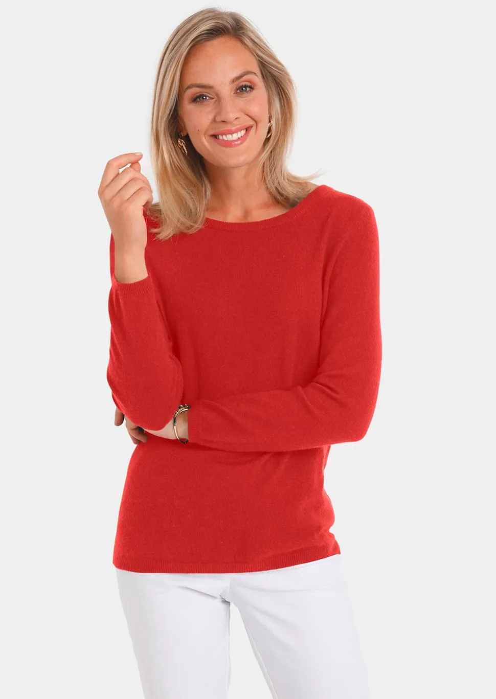 Kaschmirpullover mit U-Boot Ausschnitt