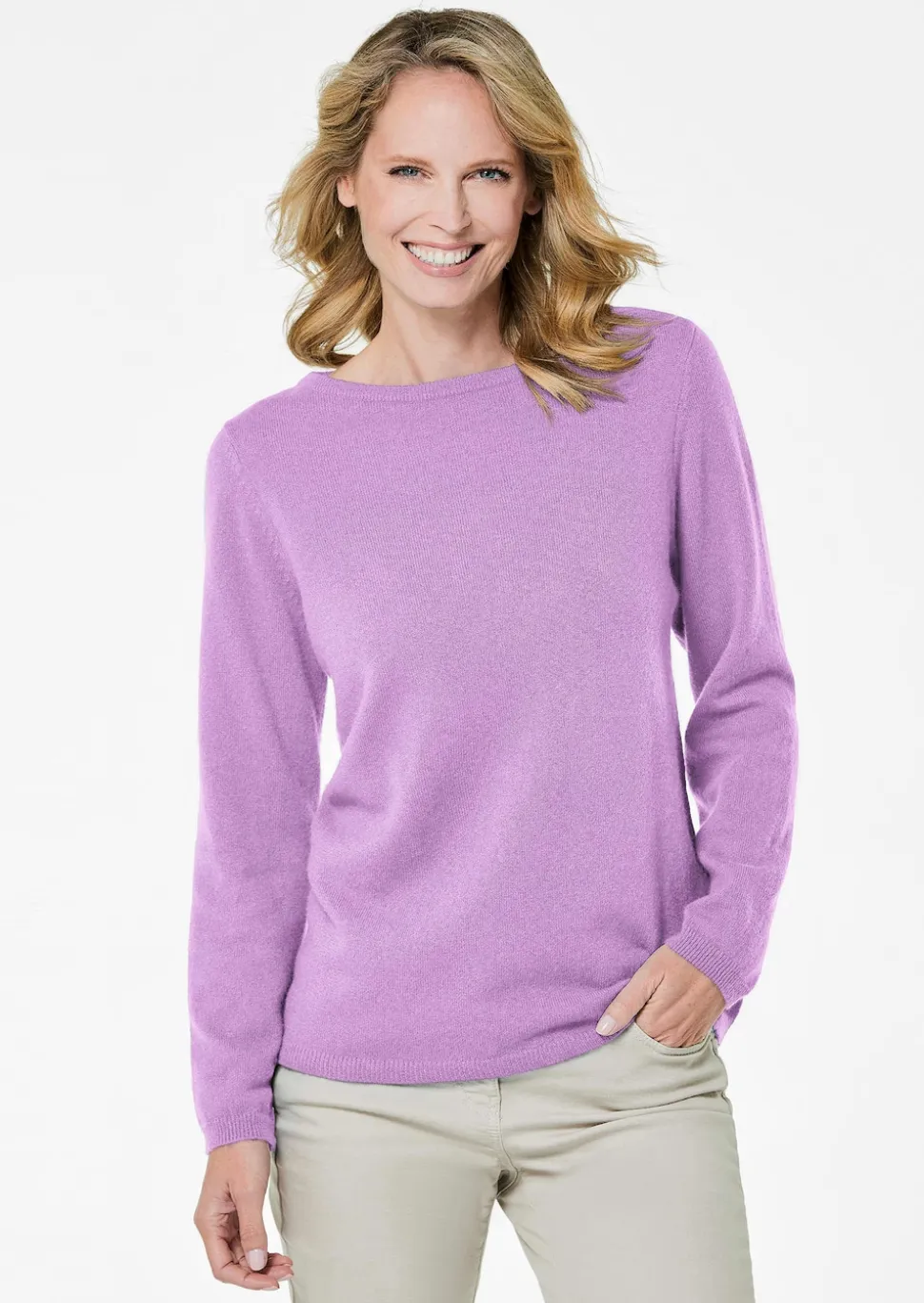 Kaschmirpullover mit U-Boot Ausschnitt