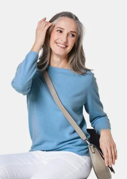 Kaschmirpullover mit U-Boot Ausschnitt