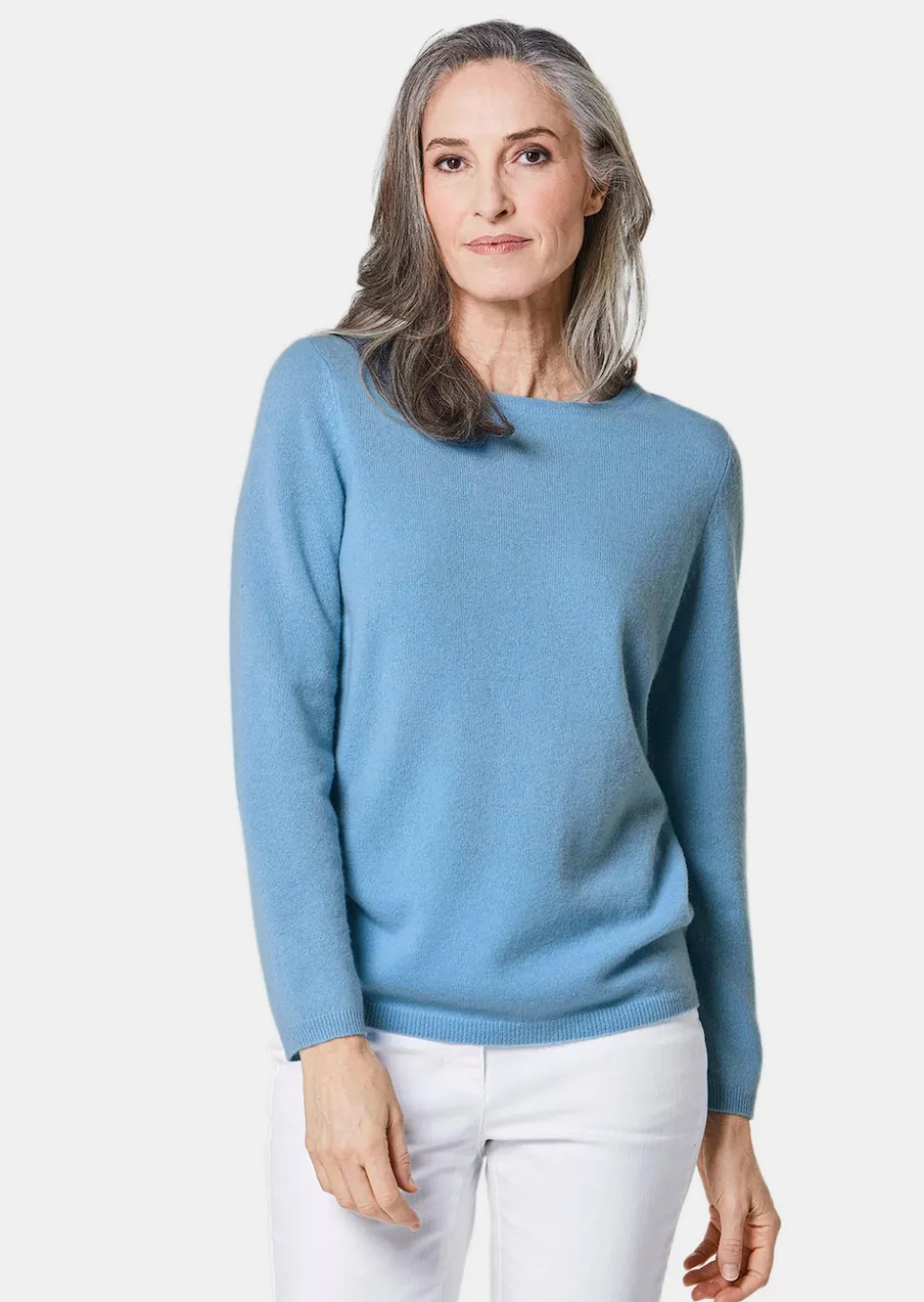 Kaschmirpullover mit U-Boot Ausschnitt