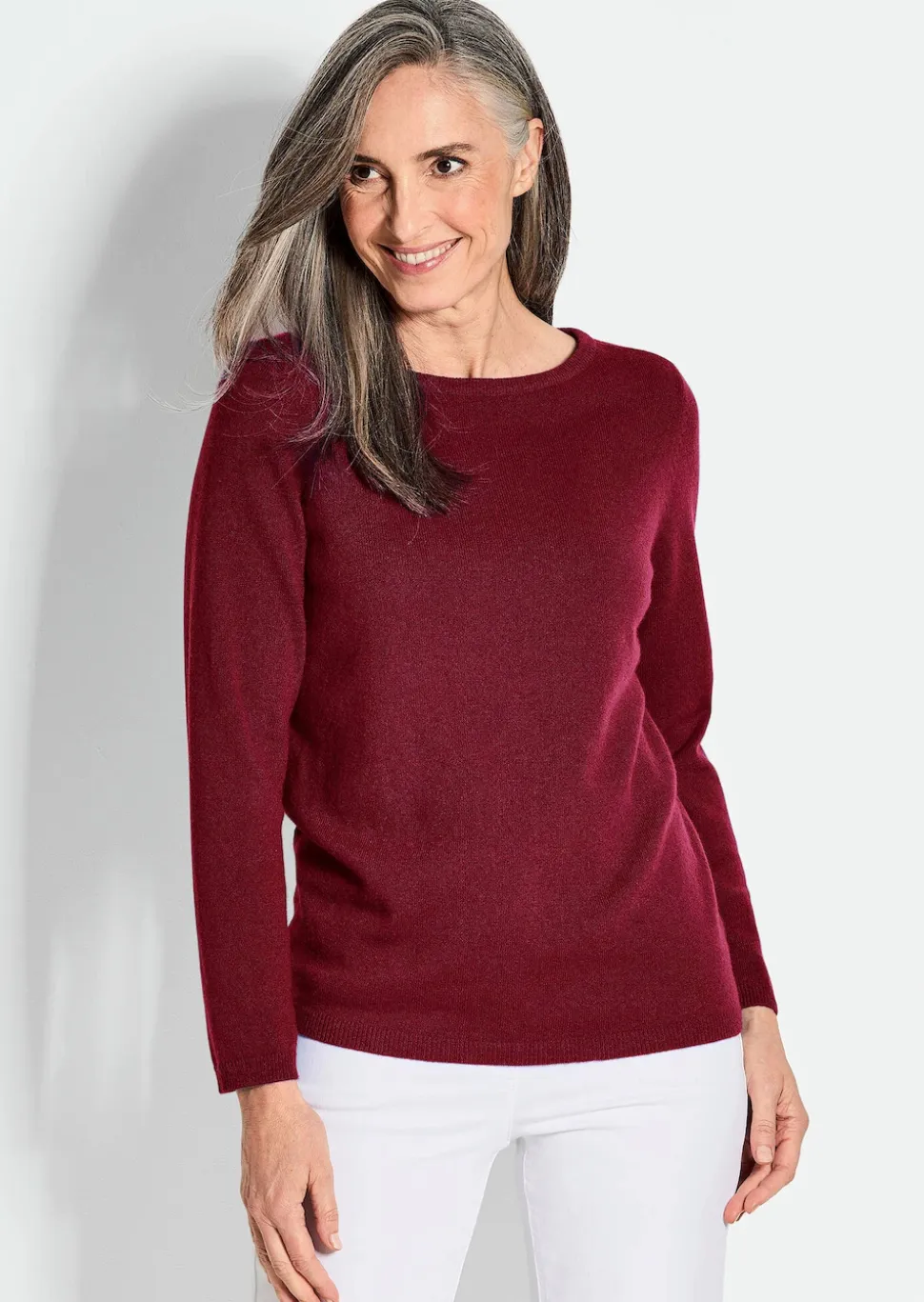 Kaschmirpullover mit U-Boot Ausschnitt